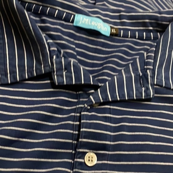 J. McLaughlin Polo Shirt Men’s Size XL Blue White Stripes - Picture 4 of 9